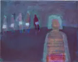 Katherine Bradford, Swim Team and Coach, 2022, acrylic on canvas