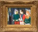 Karen Kilimnik, Janus, the debonair general + the cowgirl (asleep, or thinking of a spell) in the deserted island manor house on a dark + stormy night, 2006–2007, water soluble oil color on canvas, in artist's frame
