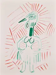 Camille Henrot, Tropics of Love (double-sided), 2013, watercolor, ink and crayon on paper