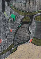 Lais Amaral, Sem título, Cimento e água, Gamboa, 2022, acrylic, pastel and pen on paper