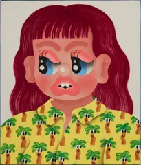 Fátima de Juan, Palm fever, 2021, acrylic and spray paint on canvas, in artist's frame