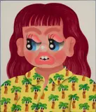 Fátima de Juan, Palm fever, 2021, acrylic and spray paint on canvas, in artist's frame