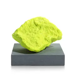 Small Yellow Mountain by Ugo Rondinone, 2016, painted stone on concrete base, sold Feb 2025