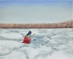 Sally J Han, Ice Fishing, 2020, acrylic on paper laid on panel