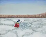 Sally J Han, Ice Fishing, 2020, acrylic on paper laid on panel