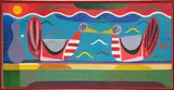 Austin Eddy, Red Birds Under a Red Sky No Longer Looking, 2019, oil, pastel and Flashe on canvas, in artist's frame