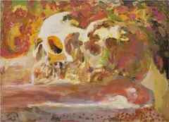 Lumin Wakoa, 2 Skulls, 2022, oil on linen