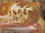 Lumin Wakoa, 2 Skulls, 2022, oil on linen