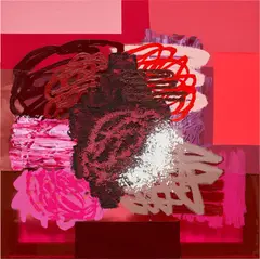 Patrick Alston, Joys of Color (By Any Means), 2021, acrylic, oil, enamel, spray paint, gouache and pumice on sewn fabric and vinyl