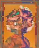 Amani Lewis, Celestial Kiki: Ode to LitLiv, 2021, acrylic, glitter, digital print and pastel on canvas