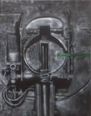 Mathieu Malouf, Passagen II (HR Giger), 2015, oil and polymer on linen