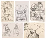 Ella Kruglyanskaya, Five works: (i-v) Untitled, 2010–2012, pencil on paper