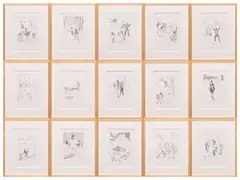 Ciprian Mureşan, Il Romanzo di Cipollino (Cepelica), 2006, pencil on paper, in 15 parts