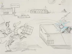 Secret Weapon by Kenny Scharf, 2001, pencil and color pencil on paper, sold Feb 2025