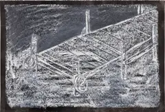 Kcho, El Camino de la Nostalgia, 1995, watercolor and oilstick on paper