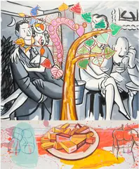 David Salle, Tree of Life #22, 2021, oil and acrylic on linen, in 2 parts