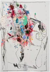 Secundino Hernández, Single Man, 2014, gouache, acrylic, alkyd and oil on canvas, in artist's frame with Plexiglas cover