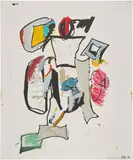 Eddie Martinez, Shrimpy, 2015, silkscreen ink, oil, enamel and spray paint on canvas