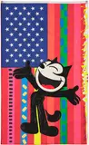 Ronnie Cutrone, Day Glow, 1988, acrylic, mixed media and screenprint on fabric flag