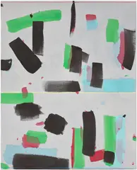 Matt Connors, Open thirds (Black, green, red, Blue, grey), 2015, acrylic and colored pencil on canvas