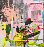 Spencer Sweeney, Ball Breaker, 2005, acrylic, spray paint and duct tape collage on canvas