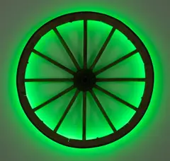 Anselm Reyle, Neon Wagon Wheel, 2003, found wooden wheel and neon