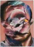 Nathaniel Mary Quinn, Stricken With Fear, 2020, oil, pastel, gouache and paper collage on paper
