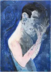 Stephen Tashjian, Self-destructive self-portrait..., 1982, acrylic and glitter on paper