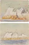 Diego Rivera, Two works: (i-ii) Untitled, 1955, watercolor on paper