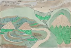 Joseph Yoakum, Open View of a Preary at Gailsburg, Illinois, pastel, ink and colored pencil on paper