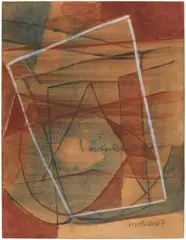 Serge Poliakoff, Composition abstraite, 1946-1948, charcoal, sanguine, chalk and gouache on paper laid on board