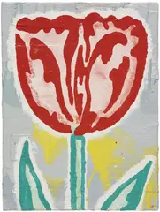 Donald Baechler, A Tulip for Sam, 2006, acrylic and fabric collage on canvas