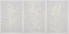 Untitled by Julia von Eichel, 2008, acrylic, mylar and nylon thread on Plexiglas, in 3 parts, each in artist's chosen frame, offered Dec 2025