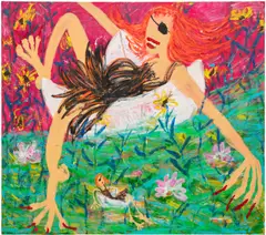 Yirui Jia, Sleepwalking in Paper Boat, 2022, acrylic on canvas