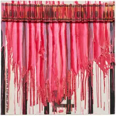 Rob Pruitt, Hot Air Painting #14, 2012, melted crayon and printed paper collage on canvas