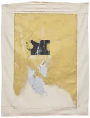 Kianja Strobert, Untitled, 2006, glitter, printed paper collage, staples and ink on canvas