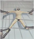 Tala Madani, The X, 2015, oil on linen