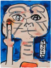 Katherine Bernhardt, Untitled, 2019, acrylic and watercolor on paper