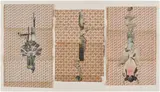Dash Snow, Untitled (Triptych), 2006, printed paper collage on found wallpaper, in 3 parts