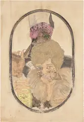Umar Rashid, Comely Gigi with the Tattooed Eyelids, 2010, ink, watercolor, coffee and tea on paper