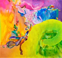 Imperial diet, y otros demonios by Ilana Savdie, 2021, oil, acrylic and beeswax on canvas mounted on panel, sold May 2025