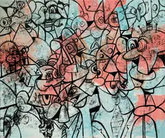 George Condo, Social Media, 2017, oil and acrylic on canvas