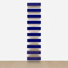 Donald Judd, Untitled, 1988, stainless steel and blue Plexiglas, in 10 parts