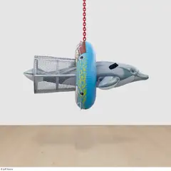Jeff Koons, Dolphin Taz Trashcan, 2007-2011, polychromed aluminum, galvanized steel and coated steel chain