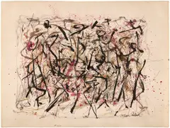 Jackson Pollock, Untitled, 1947, brush, spatter, pen and black and colored inks on paper