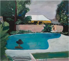 Swimming in Compton: Look Ma’ by Reggie Burrows Hodges, 2019, acrylic and pastel on canvas, sold Nov 2025