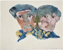 Suzanne Jackson, Two Faces of Bernie Casey, 1973, oil, acrylic and ink on canvas