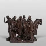 Auguste Rodin, Les bourgeois de Calais, deuxième maquette (i) Pierre de Wissant, vêtu; (ii) Jean d'Aire, vêtu; (iii) Jacques de Wissant, vêtu; (iv) Jean de Fiennes, torse nu; (v) Eustache de Saint-Pierre, vêtu; (vi) Andieu d'Andres, vêtu