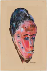 Norman Lewis, Baulé Mask, 1935, pastel on sandpaper