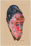 Norman Lewis, Baulé Mask, 1935, pastel on sandpaper